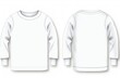 A simple white long sleeved t-shirt on a plain white background. Suitable for various design projects