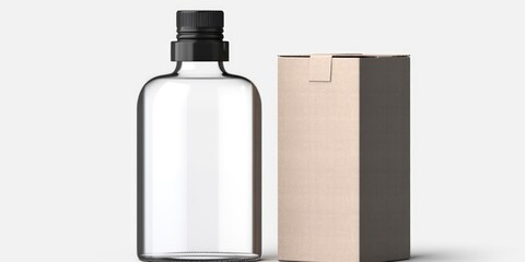 Aufkleber - A bottle of water is seen placed next to a cardboard box. This versatile image can be used in various contexts