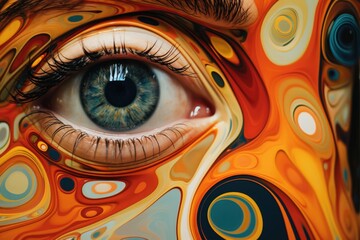 Poster - A close-up view of a person's eye with a unique pattern. This image can be used for various purposes