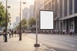 © Igor - Mockup of Blank digital signboard on roadside, Empty signboard on street with traffic summer. ai generative