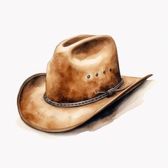 Canvas Print - Watercolor-Style cowboy hat with White Background