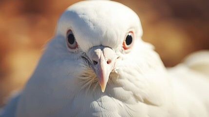 Poster - A close up view of a white bird with striking red eyes. This captivating image can be used to add a touch of mystery and intrigue to various projects