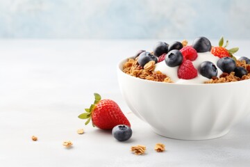 Poster - A delicious bowl of granola topped with fresh berries and creamy yogurt. Perfect for a healthy breakfast or snack