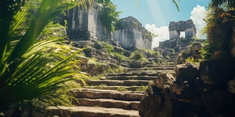 Aufkleber - Stone steps leading up to a building. Suitable for architectural, real estate, or outdoor themes