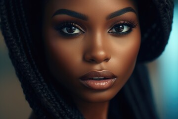 Aufkleber - A close-up image of a woman wearing a hood. This versatile picture can be used in various contexts