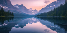 Tranquil Mountain Lake, A Serene Wallpaper Capturing The Reflection Of Majestic Mountains In A Calm Lake.