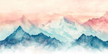 Watercolor Mountain Peaks, An Artistic Wallpaper Featuring Watercolor-style Mountain Peaks Against A Pastel Sky.