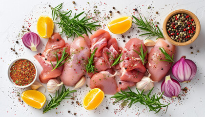 Wall Mural - Poultry ham for cooking. Chicken meat with spirals.