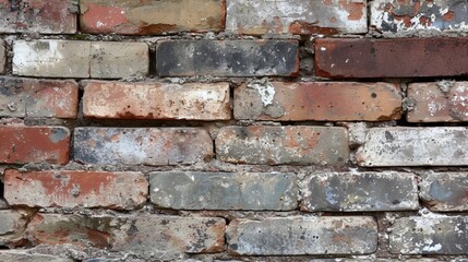 Poster - A gritty and sturdy wall of brick and mortar stands tall, embodying the essence of durability and strength in its weathered building material
