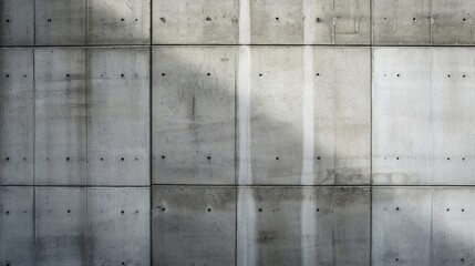 Poster - The stark, uniform lines of a concrete wall create a sense of symmetry and rigidity, reflecting the cold, grey nature of the composite material used to construct it