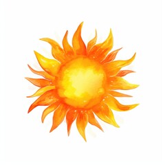 Wall Mural -  Watercolor-Style realistic sun icon with White Background