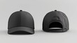 © Orxan - Black baseball cap in angles view front and back. Mockup baseball cap for your design