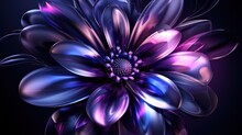  A Close Up Of A Purple And Blue Flower On A Black Background With A Blue Center And Purple Petals On The Center Of The Flower.