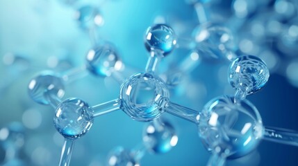 Aufkleber - A mesmerizing view of a transparent molecule suspended in a liquid bubble, showcasing the beauty and fragility of water's molecular structure