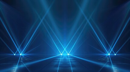 Wall Mural - dark background with lines and spotlights, neon light, night view. abstract blue background