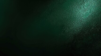 Poster - dark green color gradient grainy background, illuminated spot on black, noise texture effect, wide b