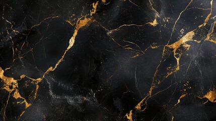textured of the black marble background. gold and white patterned natural of dark gray marble textur