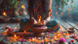 © Andrea Marongiu - Hands of a spiritual medicine woman burning medicinal herbs in a bowl; sacred ritual fire for purification and healing of soul and body. natural preparation of a shaman healer in a temple