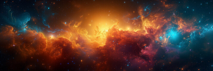 Wall Mural - Abstract space background with stars, constellations and nebulae. Shining stars of the galaxy. Banner image.	
