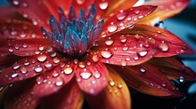 Macro Shot Of A Raindrop On A Flower Petal, Capturing The Intricate Details Of Nature