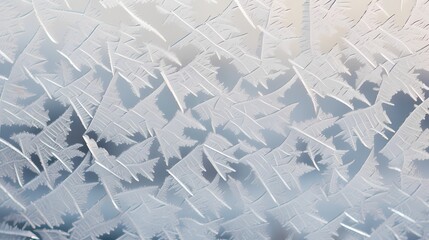 Wall Mural - Macro shot of intricate frost patterns on a window on a cold winter morning