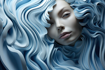 Aufkleber - Fluid lines twist and turn to create the illusion of figures in motion, evoking a sense of dynamic energy and perpetual change within a diverse society. Generative Ai.