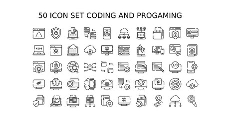 50 icon set coding and progamming