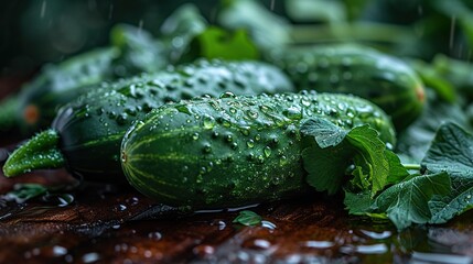 Wall Mural - leaf with water drops