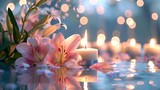 Twilight Tranquility with Lilies and Gentle Candle Glow 