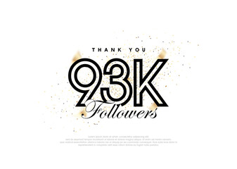 Black 93k followers number. achievement celebration vector.