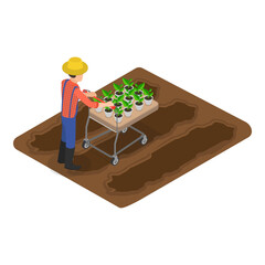 Wall Mural - 3D Isometric Flat Vector Illustration of Sustainable Farming, Natural Agriculture. Item 1