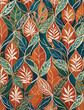 Elegant Batik Design - Lush tropical foliage weaving together in a vibrant and exotic display Gen AI