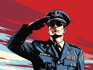 Wall Mural - army soldier salute