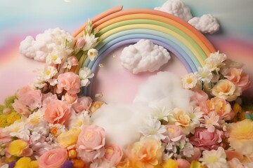 Beautiful floral digital backdrop for newborn baby