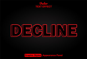 Fototapete - decline text effect with graphic style in red and editable