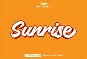 Poster - sunrise text effect with orange graphic style and editable.