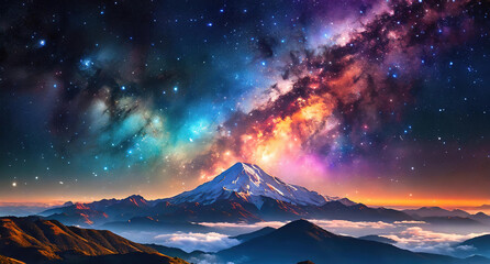 Attractive A colorful galaxy wallpaper with a blue and orange background