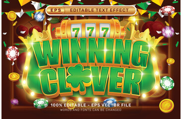 Poster - winning clover 3d text effect and editable text effect whit spin and st patrick's day element