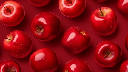 Wall Mural - Red apples on a red background.