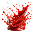 single dynamic splash of red ketchup or sauce, isolated on a white background