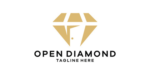 diamond logo design with open door. logo design template creative symbol idea.