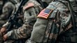© MdBaki - Close up view of american flag on soldier uniform