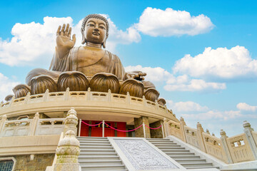 Wall Mural - Tian Tan Buddha at the Po Lin monastery in Ngong Ping, Lantau island, Hong Kong, China