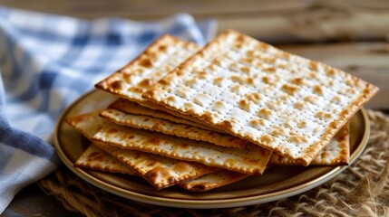 Wall Mural - Matzah, Red Kosher Wine, and Walnuts Set in a Traditional Ritual, Evoking the Spirit of the Jewish Celebration