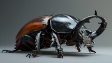The Black, Horned Rhinoceros Beetle AI Generated Image