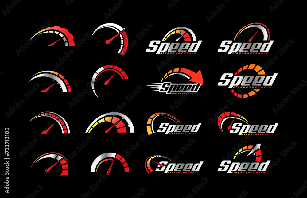 Speedometer, speed rpm logo icon design collection template Stock ...