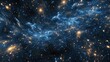  a very large cluster of stars in the middle of a space filled with lots of blue and yellow stars in the middle of the night sky.