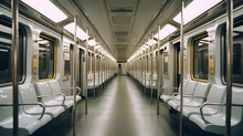 Subway Car Interior.  Empty Underground Train Interior