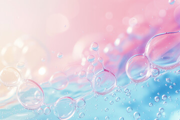 Poster - Abstract background with soap bubbles and water droplets. Soft colors. Background image. Created with Generative AI technology