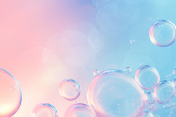 Poster - Abstract background with soap bubbles and water droplets. Soft colors. Background image. Created with Generative AI technology